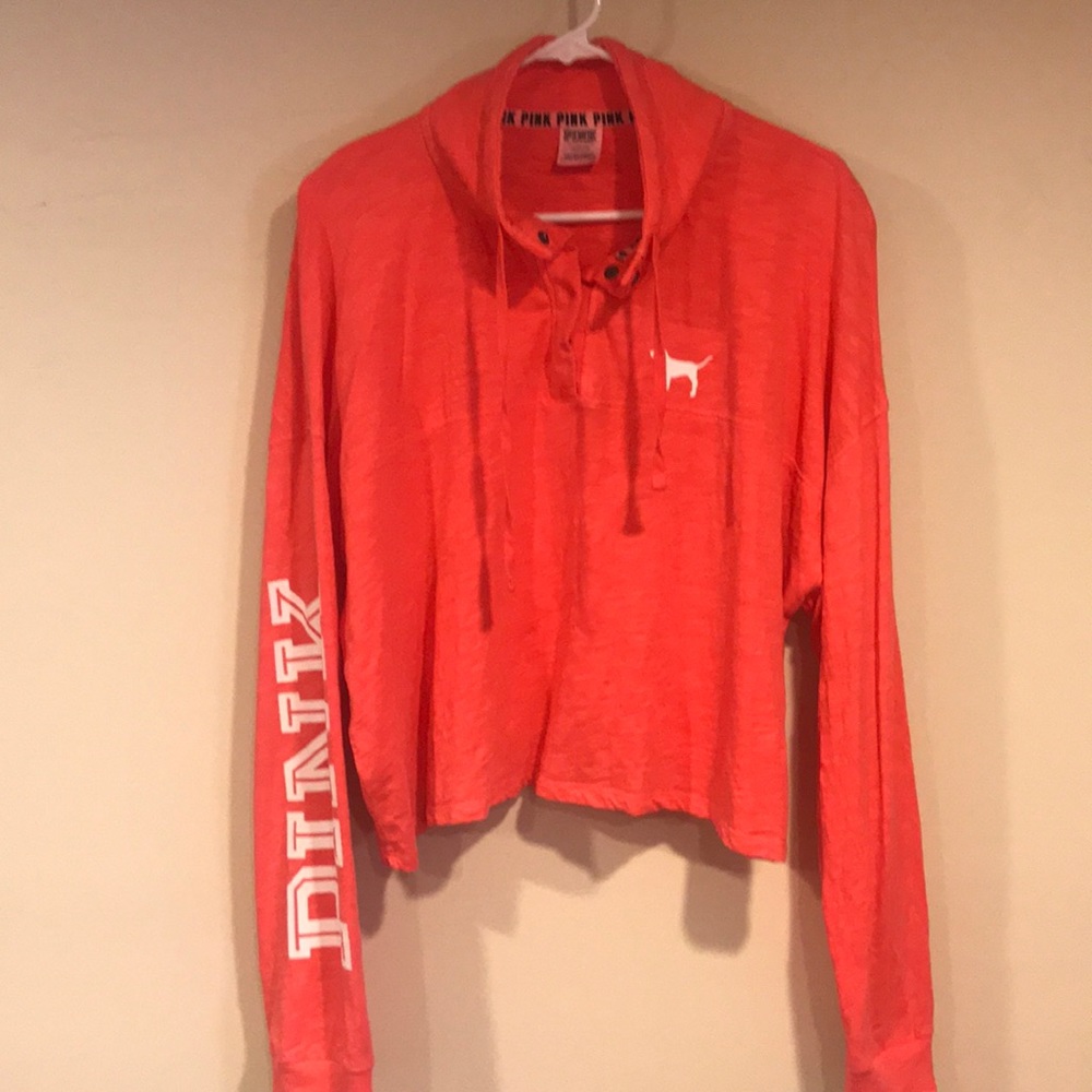 Pink crop light weight long sleeve